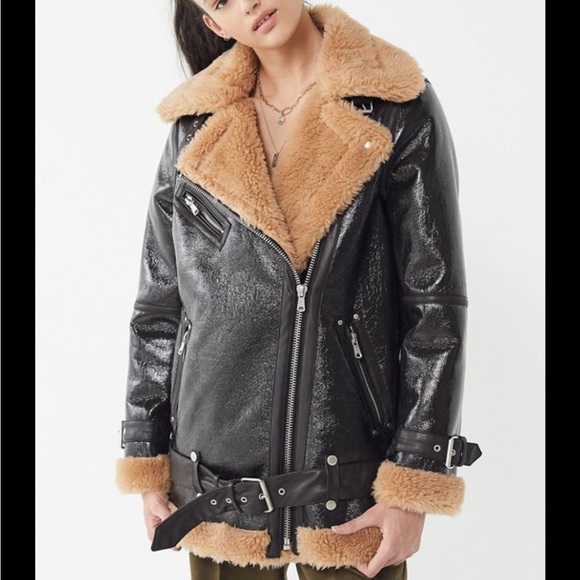 Avec Les Filles Luxe Moto Sherpa Aviator Jacket in S - Picture 2 of 7